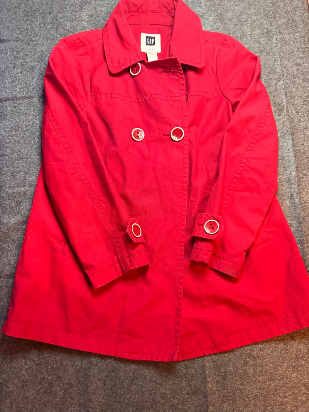 GAP Women's Red Double-Breasted Swing Coat